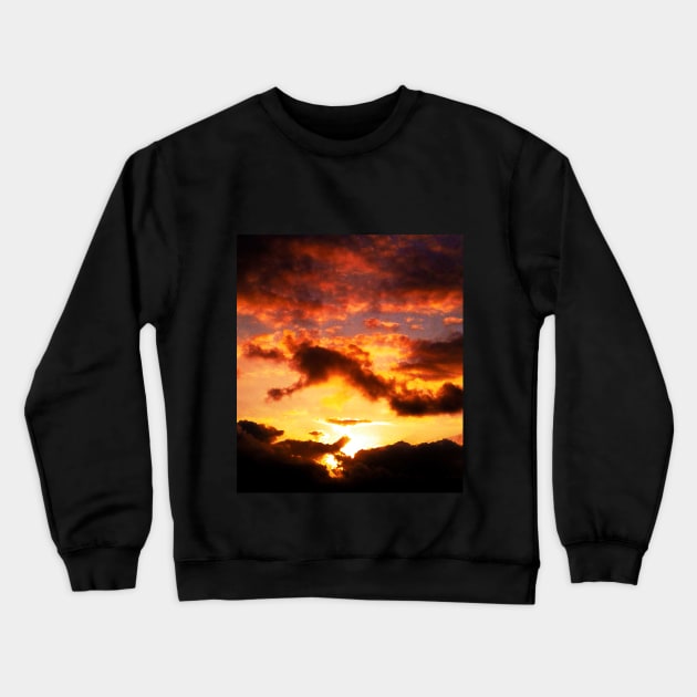 Gold Sunset And Dark Mist Crewneck Sweatshirt by Formoon